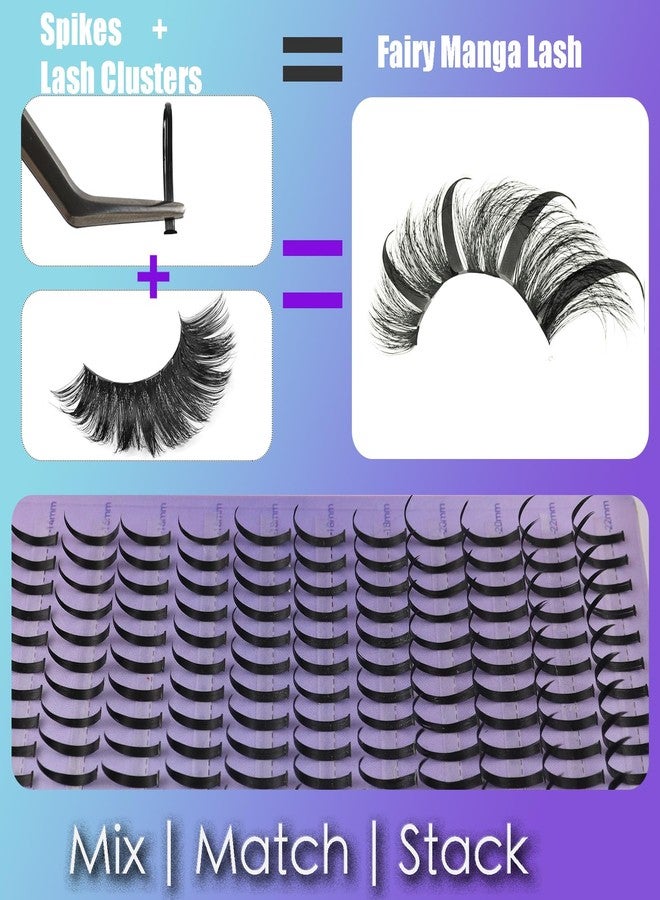 داودر رموش DAODER الجنية المدببة، رموش مانغا مدببة 14-22 مم، وصلات رموش أنمي هجينة بمظهر رطب، رموش فردية مجعدة على شكل حرف D، تركيب منزلي 280 قطعة - Image 5